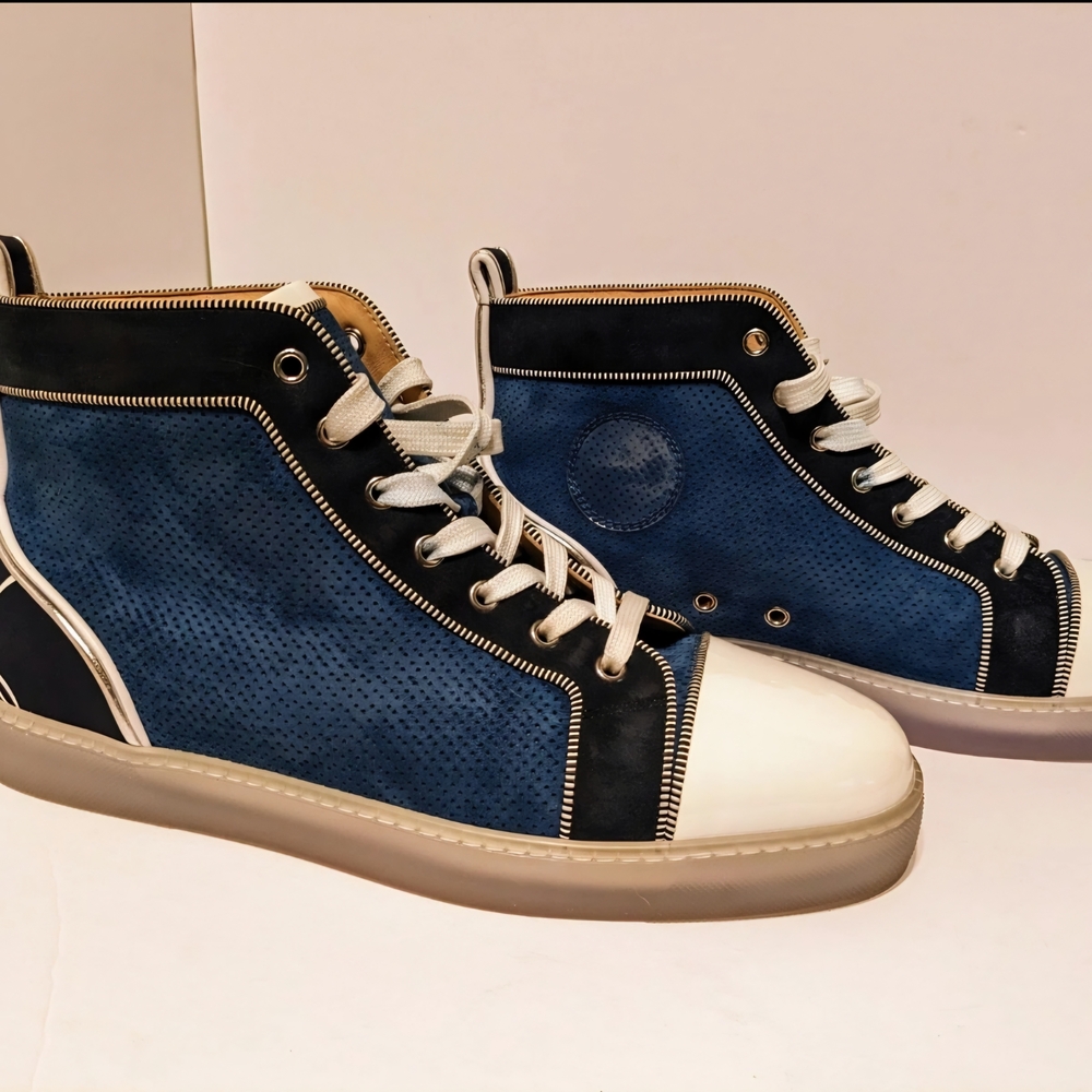 Christian Louboutin Blue and White Sneakers